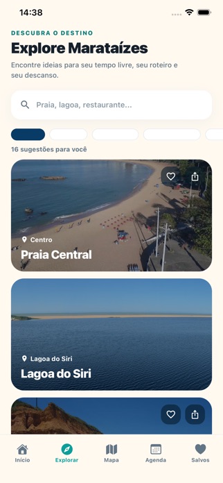 Tela Explorar do Guia Marataízes