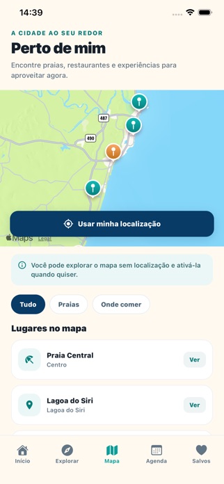 Mapa com os pontos de Marataízes