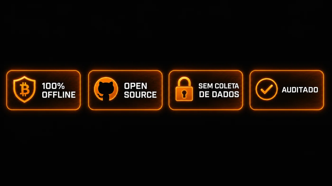 100% Offline · Open Source · Sem coleta de dados · Auditado