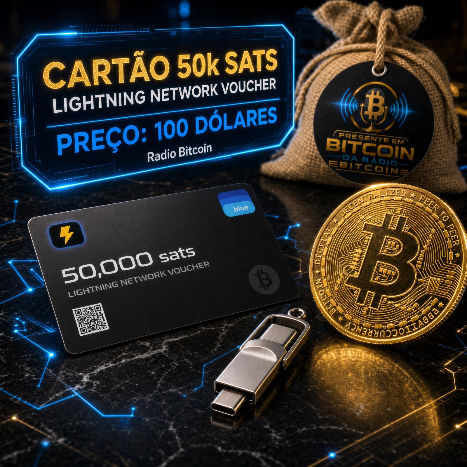BIT ADICT — Cartão 50k SATS Lightning + Recovery Kit